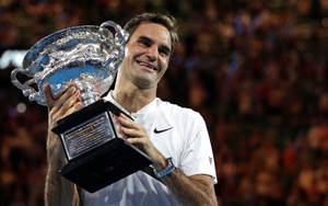 Roger Federer Grand Slam Trophy Wallpaper
