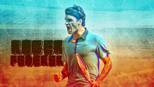 Roger Federer Orange & Green Wallpaper