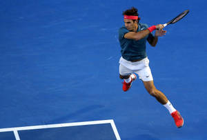 Roger Federer Tennis Jump Shot Wallpaper