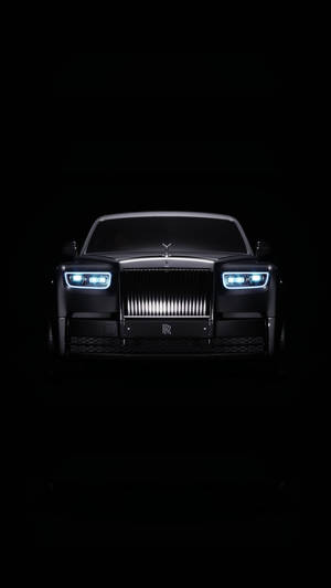 Rolls-royce 4k Black Phantom Blue Headlights Wallpaper