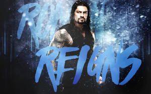 Roman Reigns Blue Text Art Wallpaper