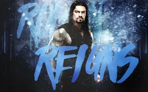 Roman Reigns Blue Text Art Wallpaper