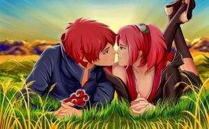 Romantic Anime Couples Red Hair Sunrise Wallpaper