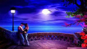 Romantic Love Under The Moon Wallpaper