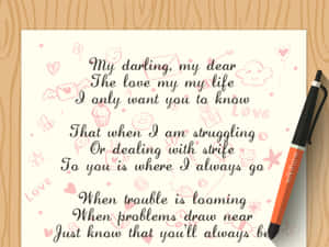 Romantic Poem With A Pen Wallpaper