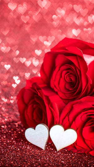 Romantic Rose With White Hearts Wallpaper