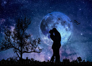 Romantic Scene Witnessed By The Moon Wallpaper