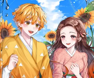 Romantic Zenitsu And Nezuko Wallpaper