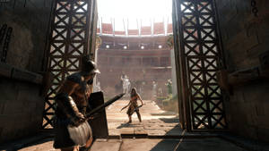 Rome 2 Gladiator Preparing For Battle Wallpaper