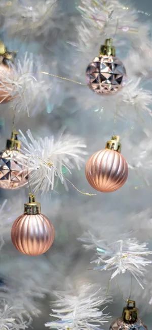 Rose Gold Simple Christmas Balls Wallpaper