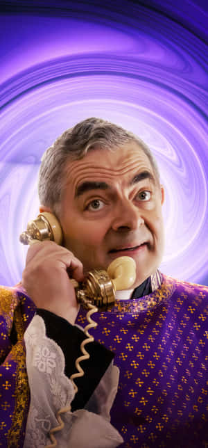 Rowan Atkinson Whimsical Phone Call Wallpaper