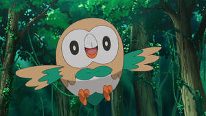 Rowlet Anime Forest Flying Wallpaper