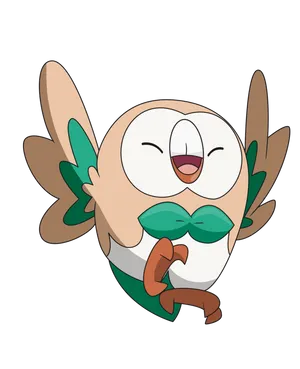 Rowlet Happy White Background Wallpaper