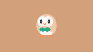 Rowlet Round Brown Background Wallpaper