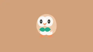 Rowlet Round Brown Background Wallpaper