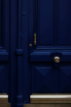 Royal Blue Door With Gold Knob Wallpaper
