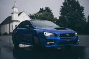 Royal Blue Glossy Subaru Wrx Sti 4k - Unleashing Dynamic Power Wallpaper