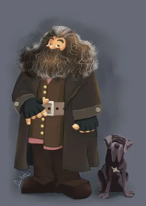 Rubeus Hagrid And Fang Art Wallpaper