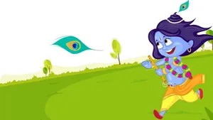 Running Cute Krishna Wallpaper