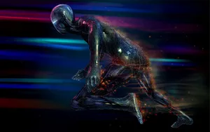 Running Futuristic Robot Image Wallpaper