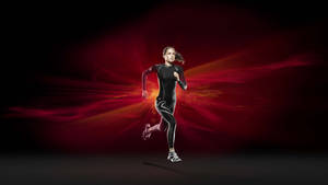 Running Woman In Digital Red Wallpaper