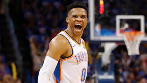 Russell Westbrook Mouth Wide Open Wallpaper