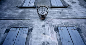 Rustic Basketball Hoopon Barn Wall Wallpaper