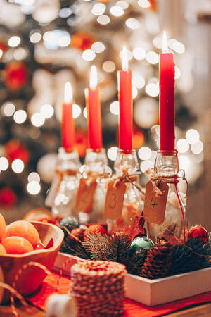 Rustic Christmas Candles Wallpaper