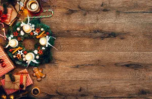 Rustic Christmas Wooden Floor Wallpaper
