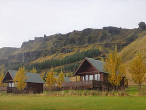 Rustic Fall Cabin In The Mountains Wallpaper