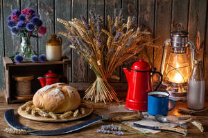 Rustic Fall Table Setup Wallpaper