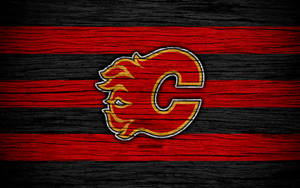 Rustic Red Calgary Flames Logo Wallpaper