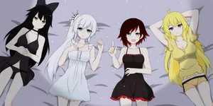 Rwby Ruby Weiss Blake Yang In Sleepwear Wallpaper