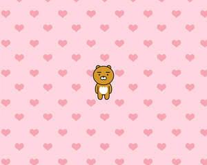 Ryan In Pink Hearts Kakao Friends Wallpaper