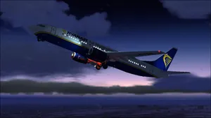Ryanair Flying At Night Sky Wallpaper