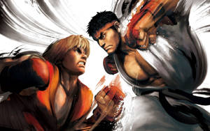 Ryu And Ken Fighting Street Fighter Wallpaper