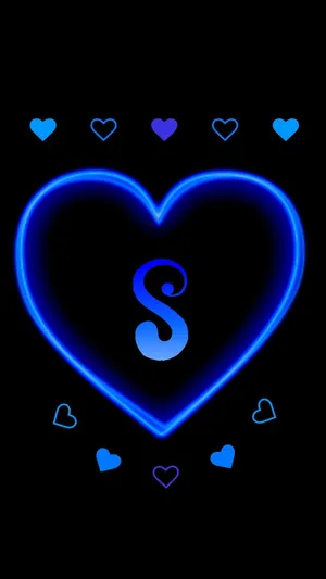 S Letter Blue Hearts Wallpaper
