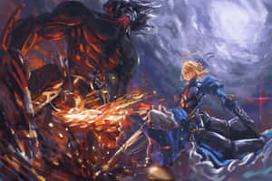 Saber Fate Stay Night Against Berserker Wallpaper