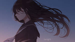 Sad Anime 4k Lonely Girl Looking Left Wallpaper