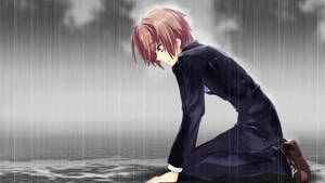 Sad Anime 4k Man On Knees Crying Wallpaper
