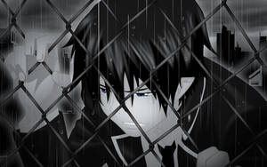 Sad Anime Boy Mournfully Sitting In The Rain Wallpaper