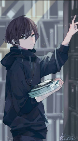 Sad Anime Carrying Books Aesthetic Wallpaper
