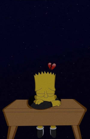 Sad Bart Simpsons On Desk Wallpaper