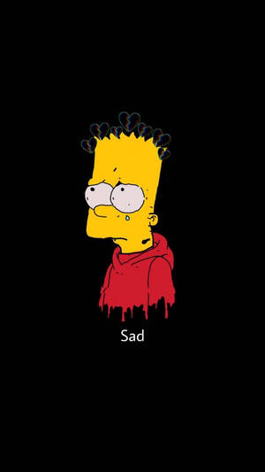 Sad Bart Simpsons Red Hoodie Wallpaper
