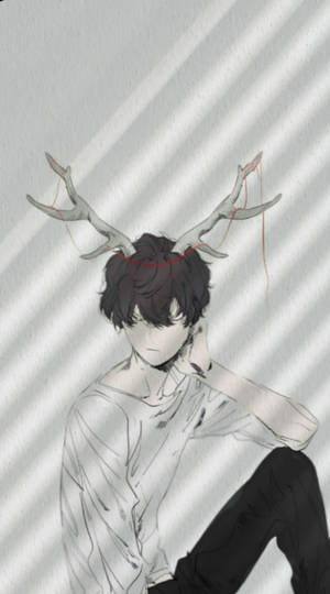 Sad Boy Anime Reindeer Antlers Wallpaper