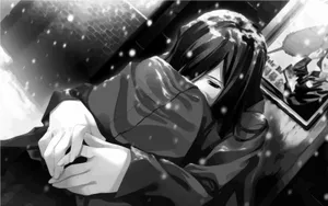 Sad Depressing Anime Girl Freezing Snow Wallpaper
