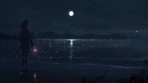 Sad Girl Playing Fireworks Wallpaper