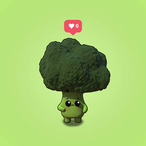 Sad Green Broccoli With Heart Wallpaper