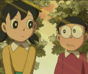 Sad Nobita And Shizuka Looking Wallpaper