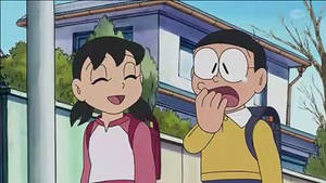 Sad Nobita And Shizuka On Street Doraemon Wallpaper